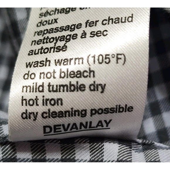 Lacoste Men's 44 XL Slim Fit Gingham Gray Plaid Long Sleeve Button Up Shirt - Picture 9 of 9